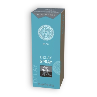 Embalagem azul e cinza para spray masculino com texto e padrão circular branco.