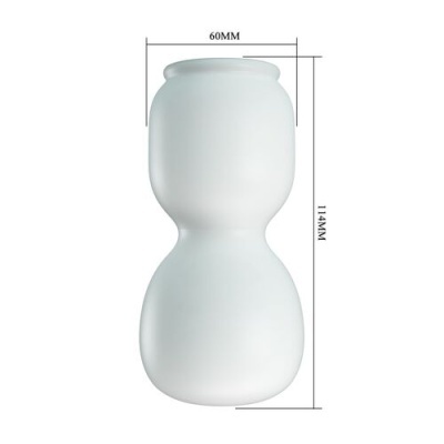 Recipiente branco opaco em forma de ampulheta com medidas