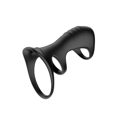 Anel preto multifuncional em silicone com três laços