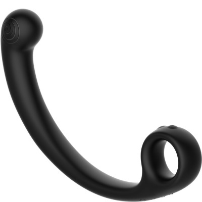 Dispositivo preto curvo de silicone com anel e extremidade esférica