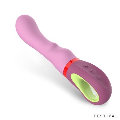 Vibrador rosa com cabo roxo e verde e botoes no cabo