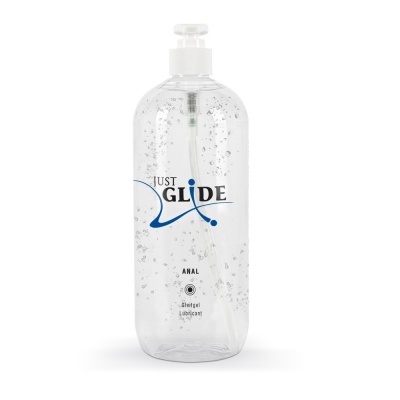 Frasco transparente com gel lubrificante e tampa de bomba branca