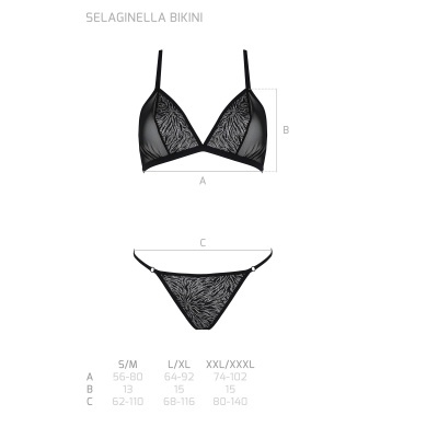 Biquíni feminino preto com padrão rendado e alças finas