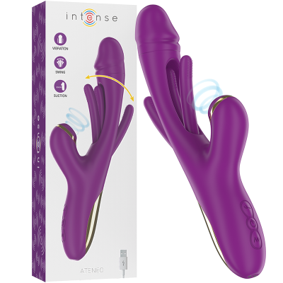 Vibrador roxo multifunções com embalagem branca