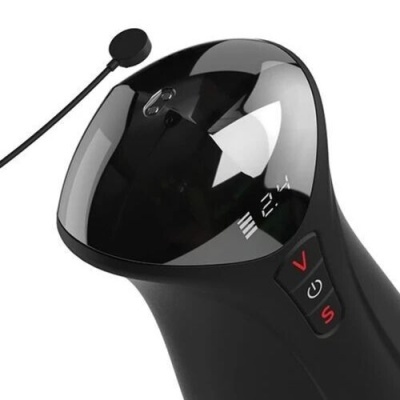 Scanner de código de barras preto com visor e botões