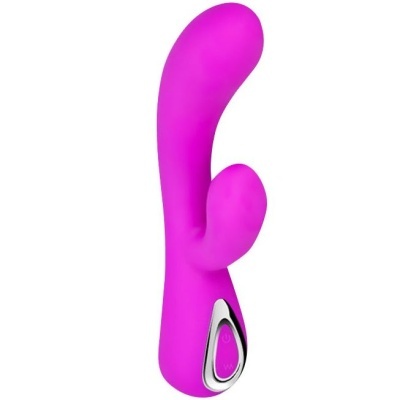 Vibrador rosa anatómico com botão de controle cromado