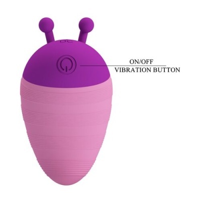 Dispositivo de vibração rosa e roxo com antenas e botão de ligar/desligar