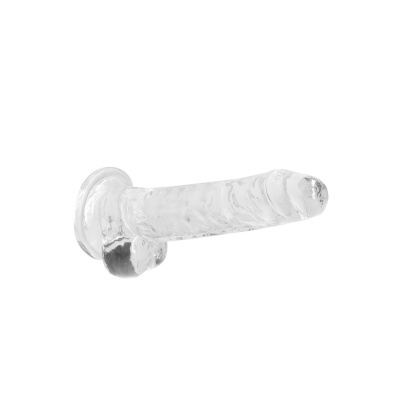 Dildo transparente de vidro com textura ondulada e base larga