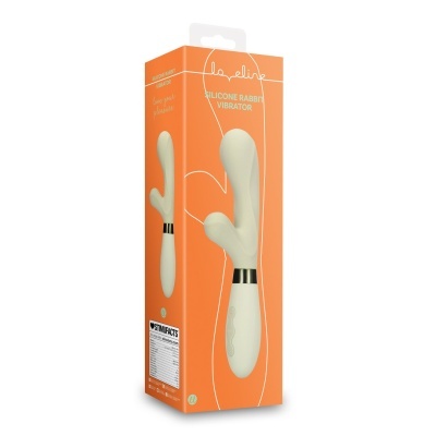 Caixa laranja com vibrator de silicone branco tipo rabbit