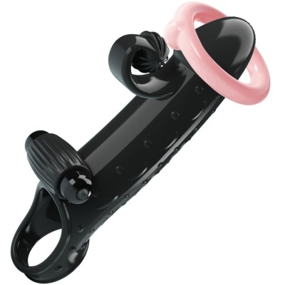 Dispositivo preto com anel rosado com textura pontilhada