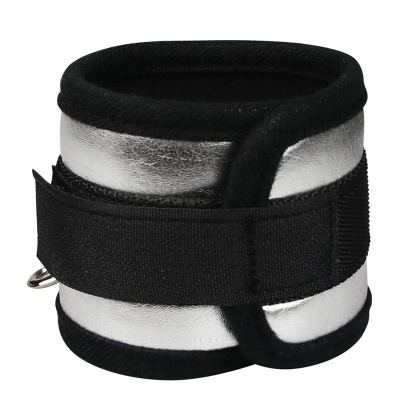Braçadeira prateada com cinta elástica preta e velcro