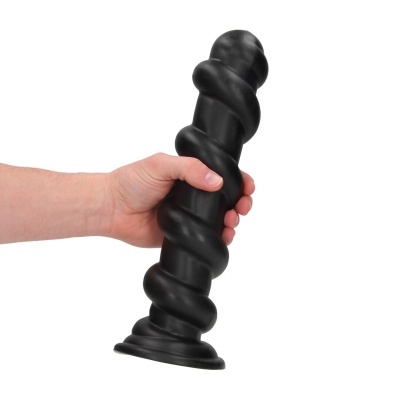 Produto preto espiralado em silicone com ventosa na base