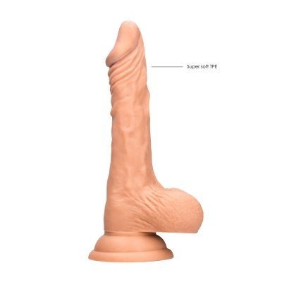 Dildo realista cor pele, material TPE super suave, base de sucção