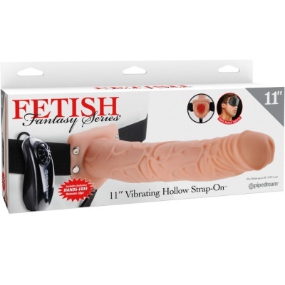 Embalagem de strap-on vibratório oco Fetish Fantasy Series 11 polegadas com controle remoto