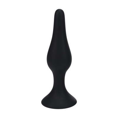 Plug anal de silicone preto com base alargada