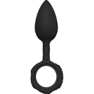 Plug anal preto com argola circular