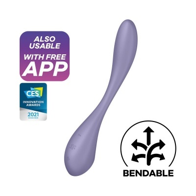 Produto flexível roxo com texto APP e CES Innovation Awards
