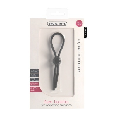 Embalagem branca com produto preto em silicone ajustável de corda.