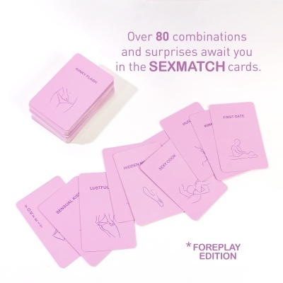 Baralho de cartas cor-de-rosa com ilustrações e texto SEXMATCH para jogos eróticos