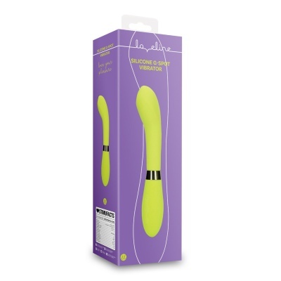 Embalagem roxa com vibrador G-Spot de silicone amarelo-limão