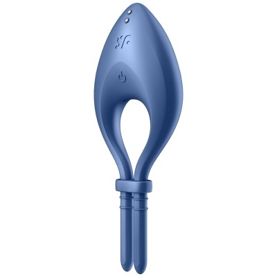 Dispositivo azul ergonómico com botões e formato alongado com pontas paralelas