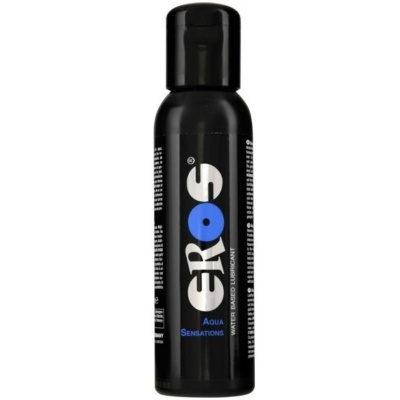 Frasco preto de lubrificante à base de água EROS Aqua Sensations