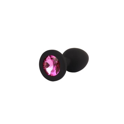 Plug anal preto com joia rosa