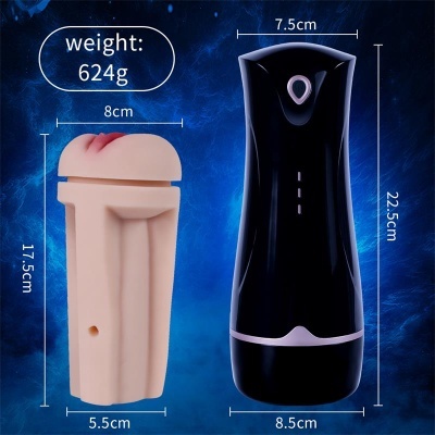 Dispositivo preto e componente de silicone cor pele lado a lado com medidas visíveis