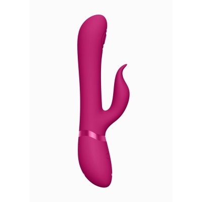 Vibrador cor-de-rosa em silicone com duas pontas curvas