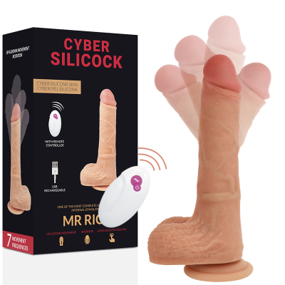 Dildo realista de silicone cor pele com base ventosa e comando remoto branco