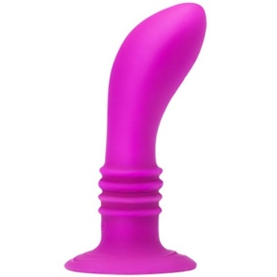 Brinquedo erótico de silicone curvado roxo com base circular
