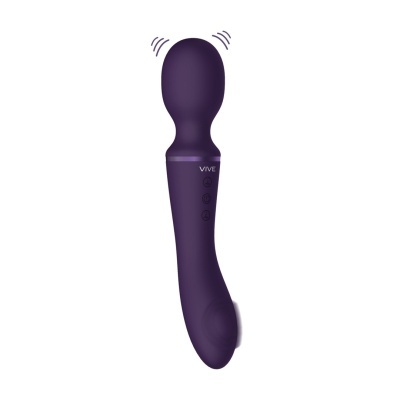 Vibrador pessoal roxo com três botões e marca VIVE