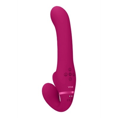 Vibrador rosa magenta de silicone com botões de controlo e design anatómico
