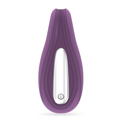 Vibrador roxo com botão prateado