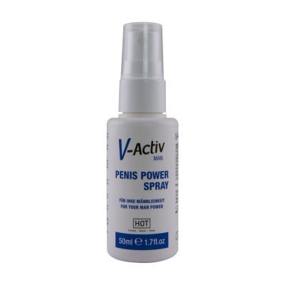 Frasco branco de spray V-Activ MAN PENIS POWER SPRAY 50ml.