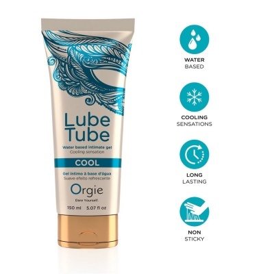 Frasco de gel lúbrico de 150 ml com design azul e tampa dourada