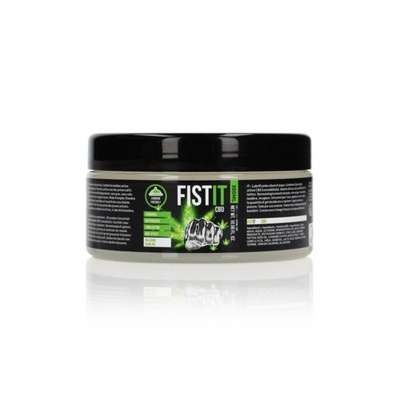Frasco plástico com tampa preta rotulado FIST IT SPORT CBD