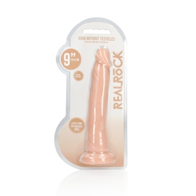 Dildo realista cor de pele com ventosa em embalagem plástica