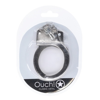 Algemas de metal prateado em embalagem transparente com etiqueta Ouch! CLASSIC METAL
