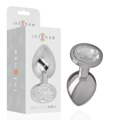 Plug anal metálico prateado com base pedra transparente