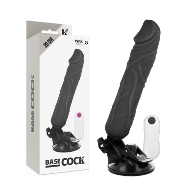 Vibrador preto com suporte ventosa e controlo remoto, embalagem branca com texto