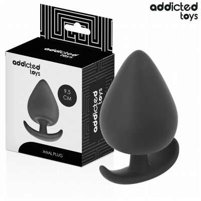 Plug anal preto com 9,5 cm e embalagem preta e branca da Addicted Toys