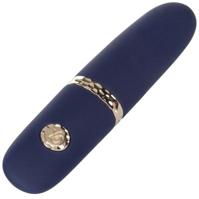 Vibrador azul escuro com detalhes dourados