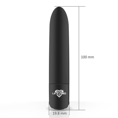 Vibrador preto alongado com logo LATETOBED