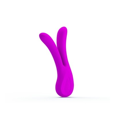 Vibrador duplo roxo de silicone com formato ergonómico