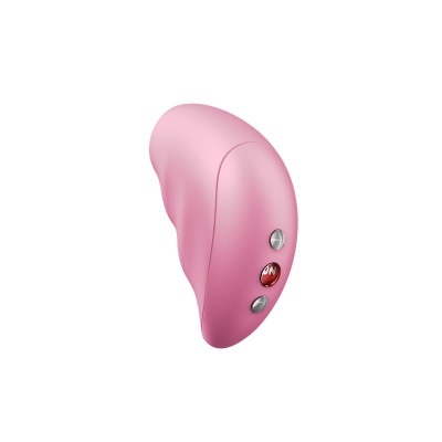 Dispositivo eletrónico rosa com botão ON vermelho