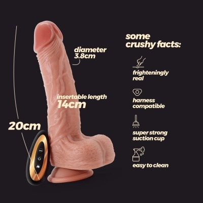 Dildo realista com ventosa e comando sobre fundo preto
