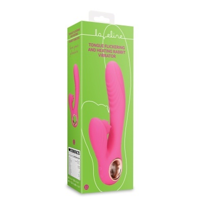 Embalagem verde com vibrador rosa tipo coelho leeline