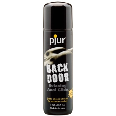 Frasco preto de lubrificante anal pjur Back Door com tampa preta
