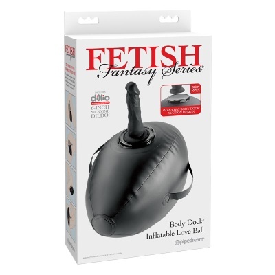 Embalagem produto Fetish Fantasy Series Body Dock bola inflável preta com dildo silicone